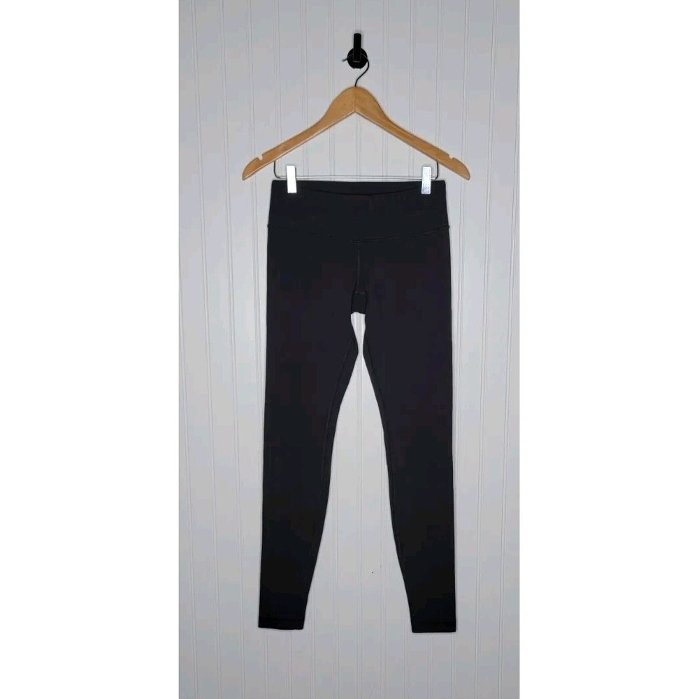 Lululemon Black Wunder Under Mid‎ Rise Leggings Women's Size 6 Full On Luon